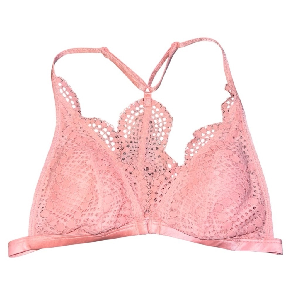 NWOT Victoria's Secret Light Pink Lace Bralette Racerback Front Close Medium